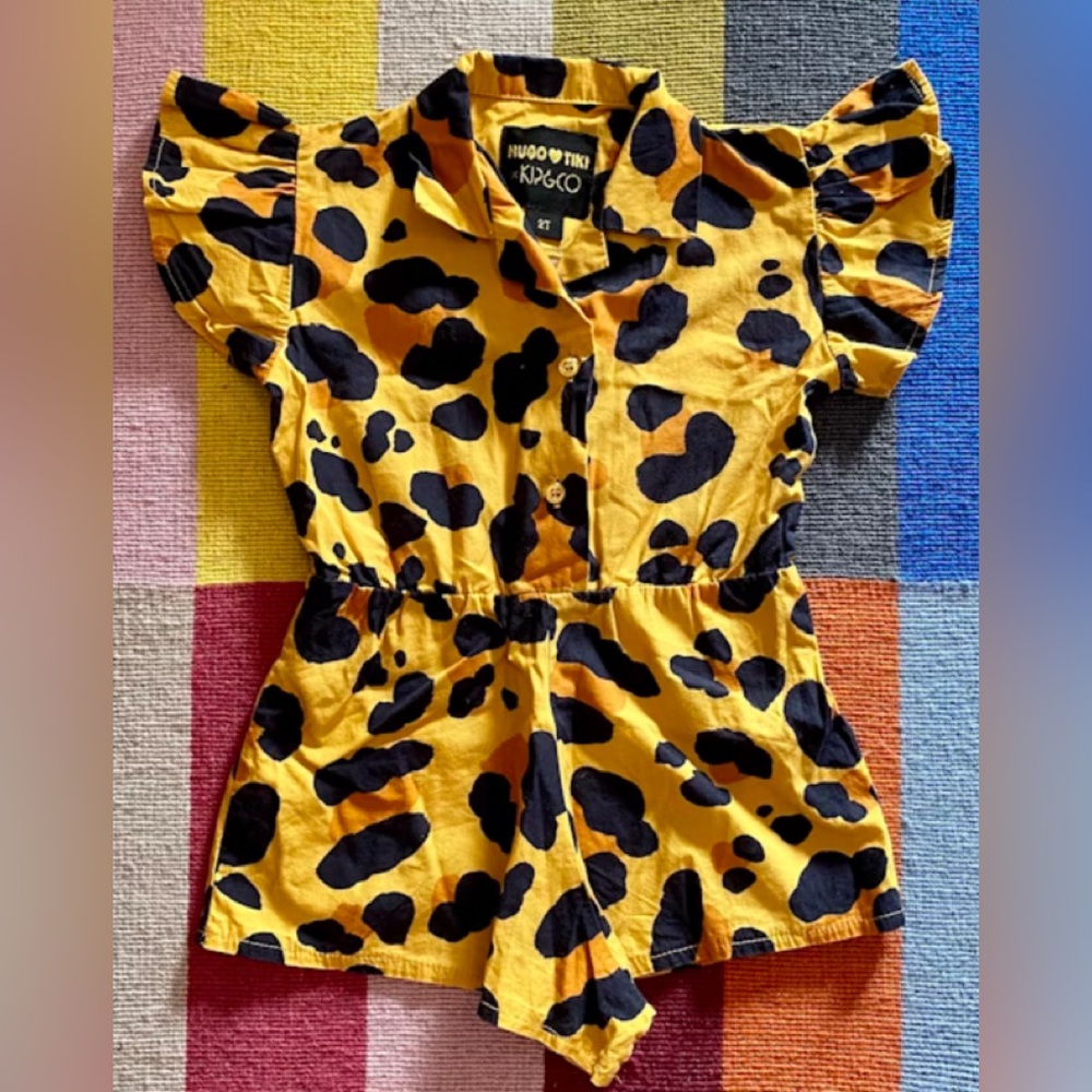 Hugo loves Tiki x Kip and co collab animal print romper 6-12m